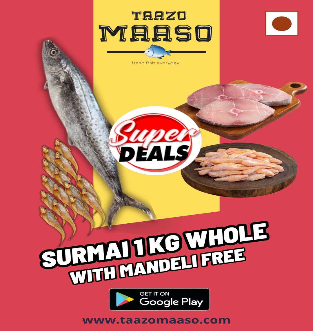 1 KG Surmai with Mandeli free<br><b style="color:red; font-size:15px">Per: Pack of 1</b>